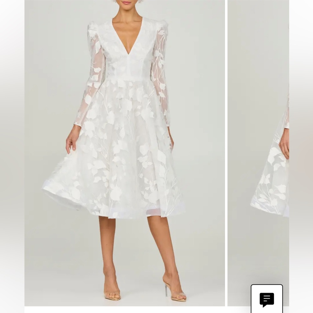 HELSI Parker Embroidered Long Sleeve Cocktail Dress White Floral Large